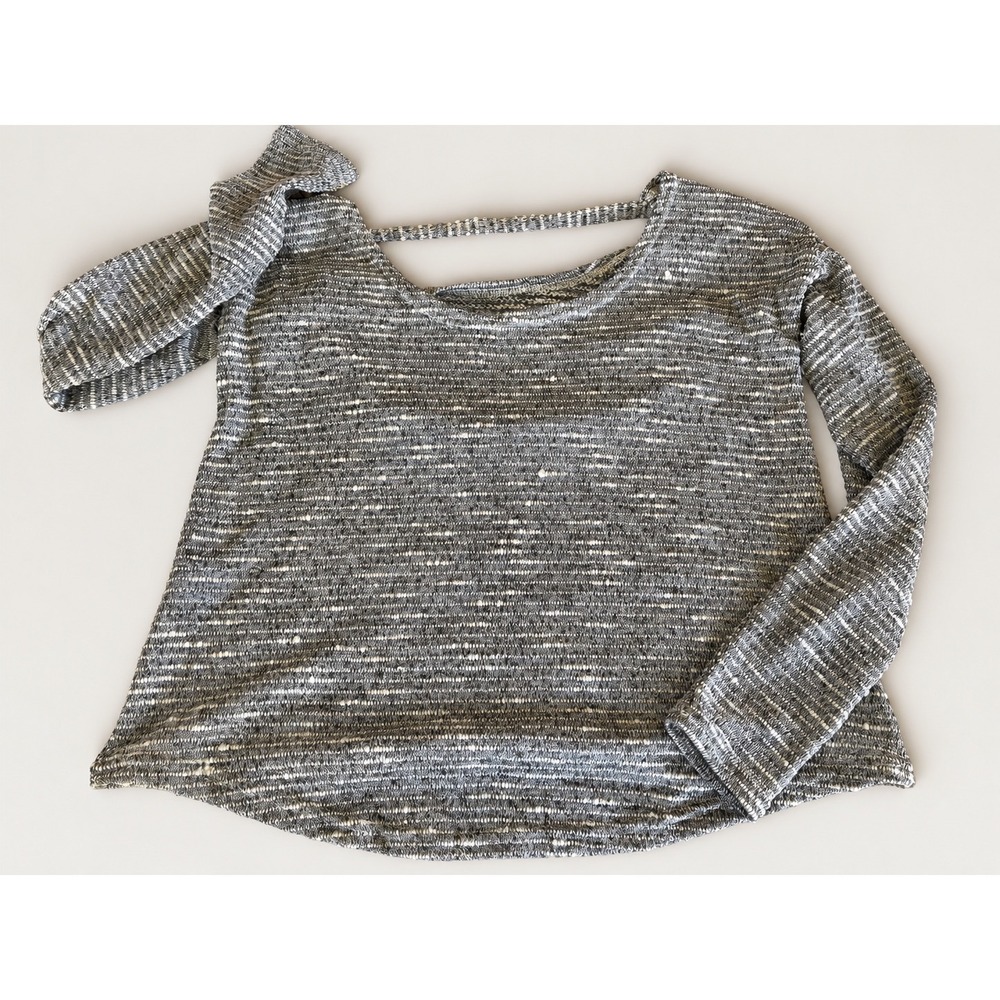 Aeropostale Knit Top Womens M Grey Metallic Strappy Open Back Casual Chic